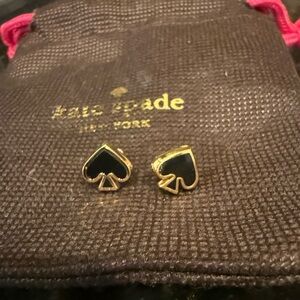 Kate Spade Black and Gold Spade Studs